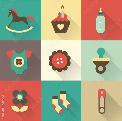 Vector: Baby icons - girl Baby icons - girl