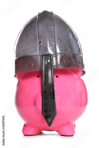 Photo: Piggy bank wearing a viking helmet Piggy bank wearing a viking helmet