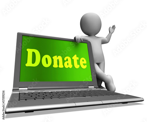 Illustration: Donate Laptop Shows Charity Donations And Fundraising Donate Laptop Shows Charity Donations And Fundraising