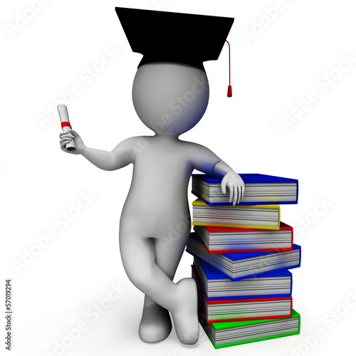 Illustration: Student With Diploma Shows Graduation Student With Diploma Shows Graduation