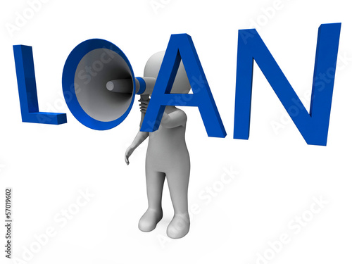 Illustration: Loan Hailer Shows Bank Loans Credit Or Loaning Loan Hailer Shows Bank Loans Credit Or Loaning