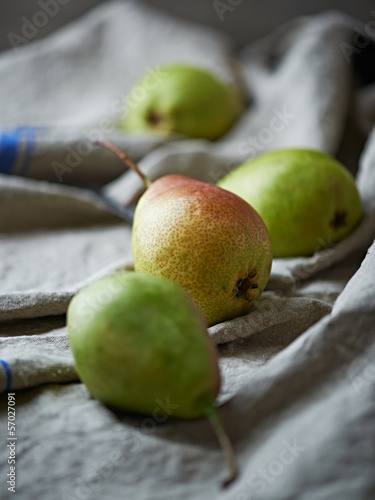Photo: Pears on a linen cloth Pears on a linen cloth