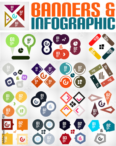 Vector: Big set of infographic banners and backgrounds Big set of infographic banners and backgrounds