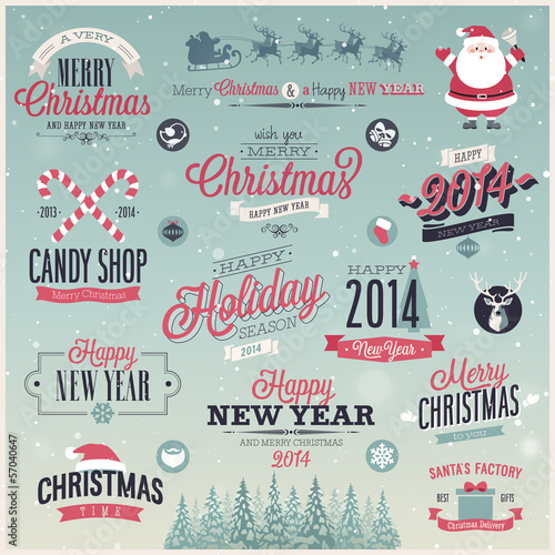 Vector: Christmas set - labels, emblems and other decorative elements. Christmas set - labels, emblems and other decorative elements.