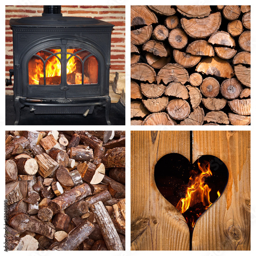 Photo: Collage poêle à bois Collage poêle à bois