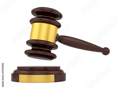 Photo: render of a judge gavel, isolated on white render of a judge gavel, isolated on white