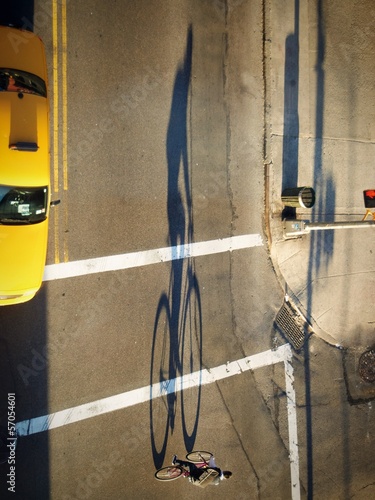Instant Collection: Shadow of cyclist in NYC Shadow of cyclist in NYC