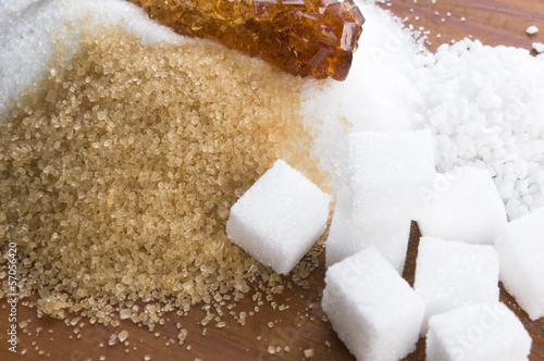 Photo: Various kinds of sugar close up Various kinds of sugar close up