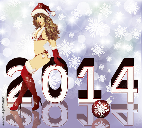 Vector: Sexy Santa girl 2014, vector illustration Sexy Santa girl 2014, vector illustration