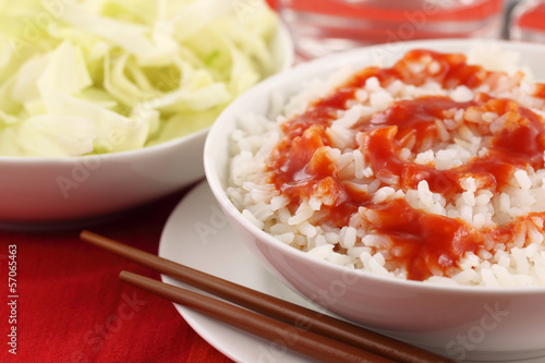 Photo: Fresh rice with sauce Fresh rice with sauce