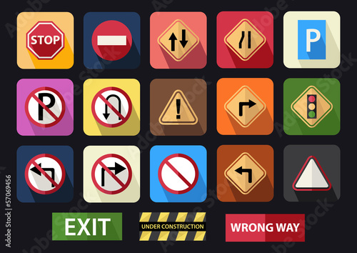Vector: high detailed traffic sign flat icon high detailed traffic sign flat icon