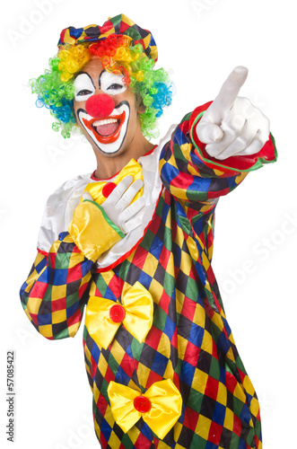 Photo: Funny clown isolated on white Funny clown isolated on white