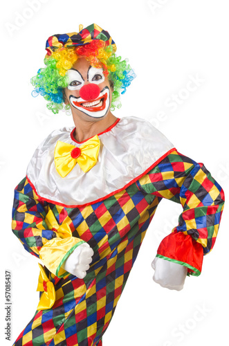 Photo: Funny clown isolated on white Funny clown isolated on white