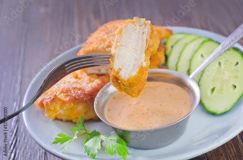 Photo: schnitzel and sauce schnitzel and sauce