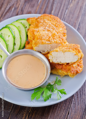 Photo: schnitzel and sauce schnitzel and sauce