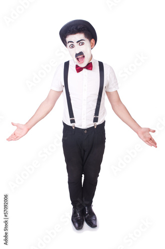 Photo: Personification of Charlie Chaplin on white Personification of Charlie Chaplin on white
