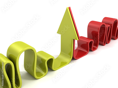 Illustration: green and red opponent curved arrows green and red opponent curved arrows