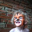little girl with painted tiger face little girl with painted tiger face