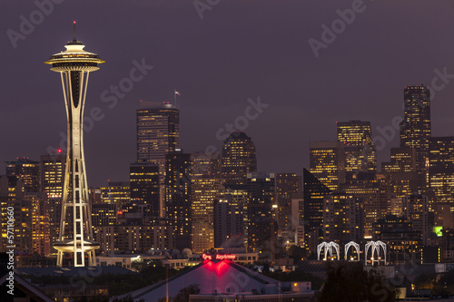 Photo: Seattle skyline at night. Seattle skyline at night.