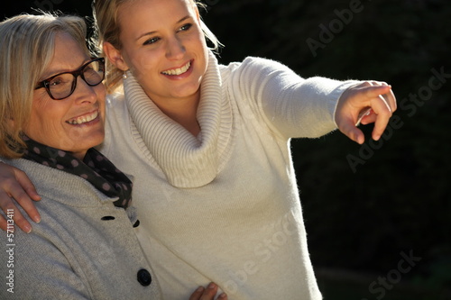 Photo: Mother and daughter outside Mother and daughter outside