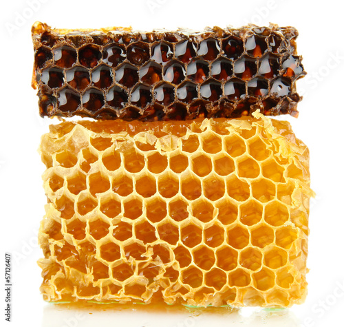 Photo: Sweet honeycombs isolated on white Sweet honeycombs isolated on white