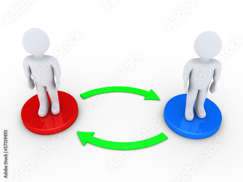 Illustration: Two people interact with each other Two people interact with each other