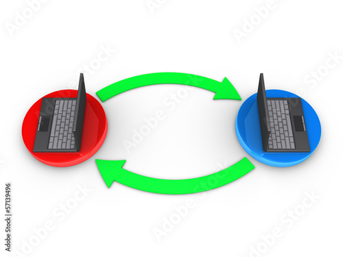Illustration: Two computers interact with each other Two computers interact with each other