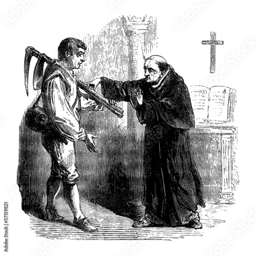 Illustration: Peasant & Priest - 18th century Peasant & Priest - 18th century