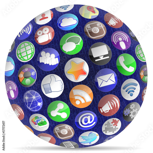 Illustration: Social Media Digit Sphere Round Icons Social Media Digit Sphere Round Icons