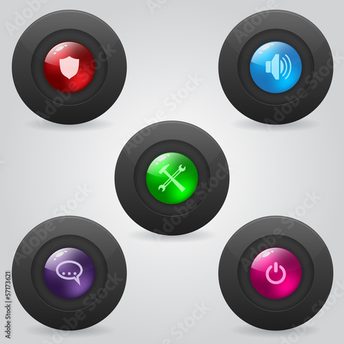 Vector: Matte web buttons with shiny inner spheres Matte web buttons with shiny inner spheres