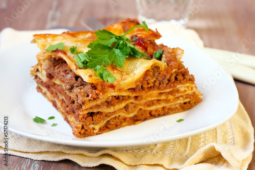 Photo: Piece of homemade lasagna Piece of homemade lasagna