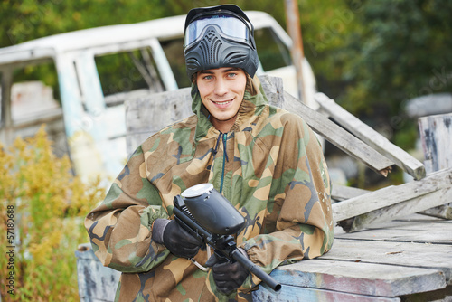 Photo: Portrait of Man paintball player Portrait of Man paintball player