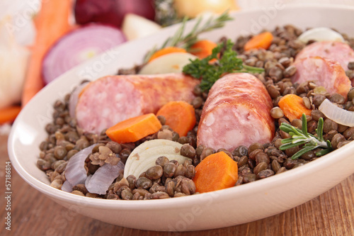 Photo: lentils with meat and vegetables lentils with meat and vegetables