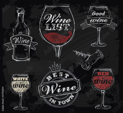 Vector: vector chalk wine vector chalk wine