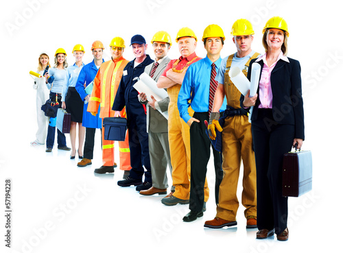 Photo: Construction workers group. Construction workers group.