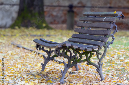 Photo: Bench in the autumn park color image Bench in the autumn park color image