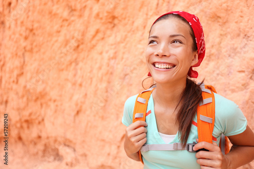 Photo: Hiking - Hiker woman portrait in Bryce Canyon Hiking - Hiker woman portrait in Bryce Canyon