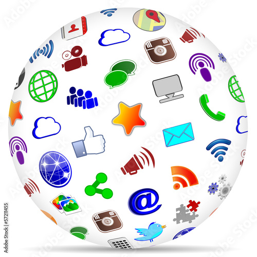 Illustration: Social Media Sphere Shadow Icons Social Media Sphere Shadow Icons
