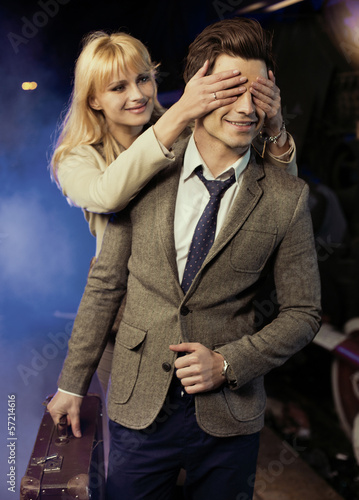 Photo: Lovely wife surprising her husband Lovely wife surprising her husband