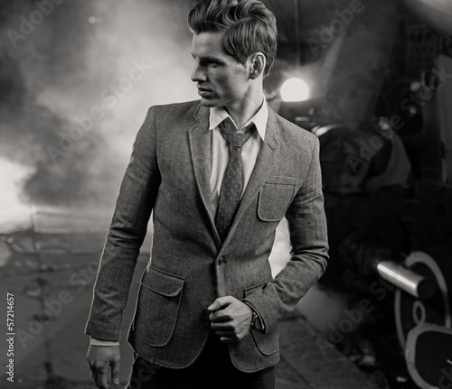 Photo: Black&white portrait of handsome man Black&white portrait of handsome man