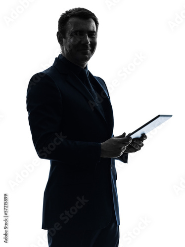 Photo: business man digital tablet posing portrait silhouette business man digital tablet posing portrait silhouette