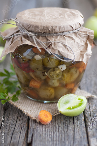 Photo: Preserving green tomatoes and carrots Preserving green tomatoes and carrots