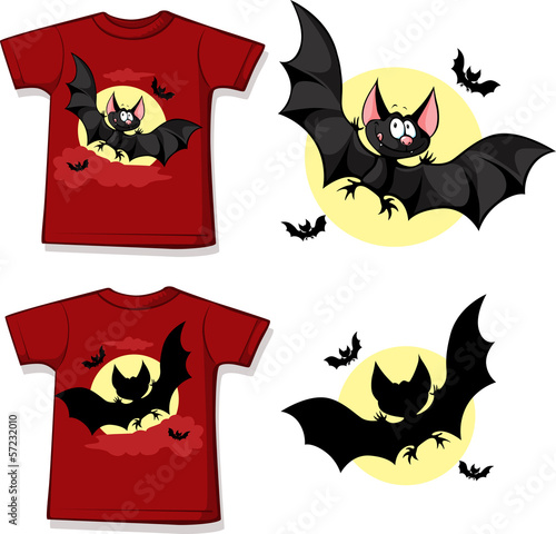 Vector: kid shirt with cute vampire printed - isolated on white kid shirt with cute vampire printed - isolated on white