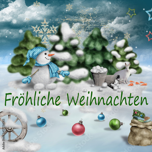 Illustration: fröhlicher weihnachtsgruß, illustration fröhlicher weihnachtsgruß, illustration