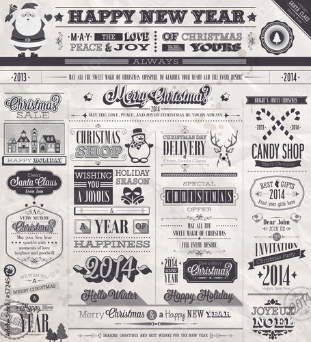 Vector: Christmas set - labels, emblems and other decorative elements. Christmas set - labels, emblems and other decorative elements.