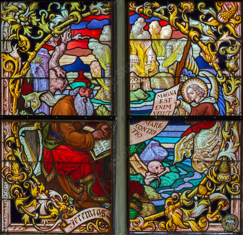 Photo: Mechelen - Prophet Jeremiah from windowpane of cathedral Mechelen - Prophet Jeremiah from windowpane of cathedral