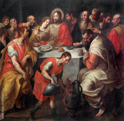 Photo: Mechelen - Baroque paint of The Last supper from cathedral Mechelen - Baroque paint of The Last supper from cathedral