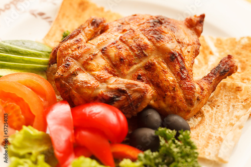 Photo: roasted quail with vegetables roasted quail with vegetables
