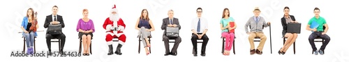 Photo: Group of people with different profession sitting on chairs Group of people with different profession sitting on chairs