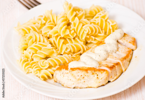 Photo: chicken breast with Fusilli pasta chicken breast with Fusilli pasta